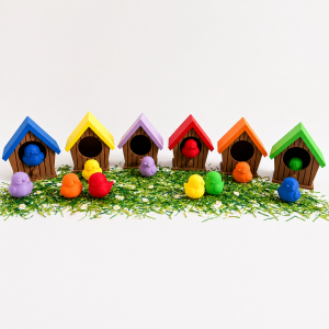 Gekleurde vogelhuisjes